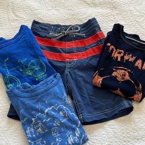 Crewcuts by J Crew kids bundle. 3 vintage tees and one swimsuit. Size 6-7